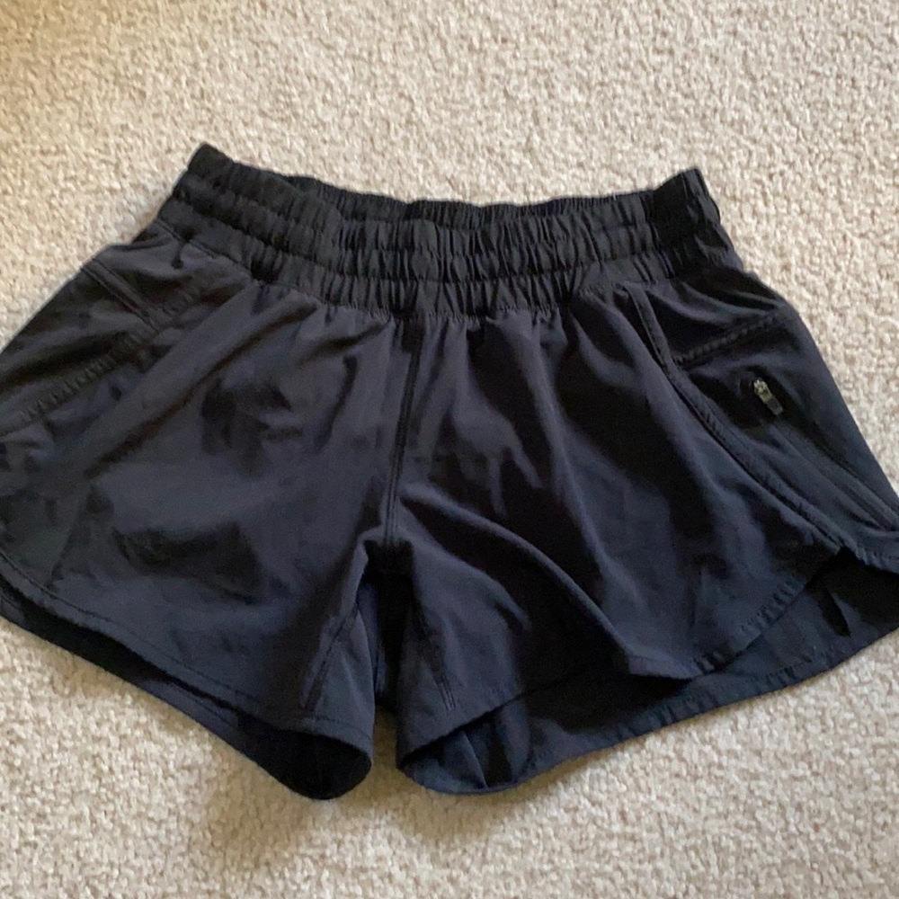 Black lululemon long shorts.